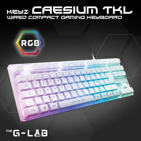 Tastiera da gioco - Membrana RGB TKL - THE G-LAB - KEYZ-CAESIUMT-W/FR - Layout FR - 12 scorciatoie - 100% personalizzabile - Bianca