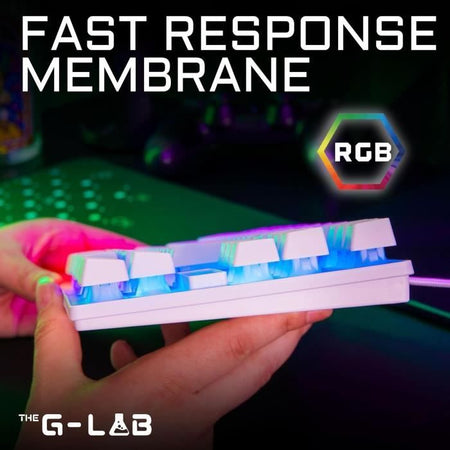 Tastiera da gioco - Membrana RGB TKL - THE G-LAB - KEYZ-CAESIUMT-W/FR - Layout FR - 12 scorciatoie - 100% personalizzabile - Bianca