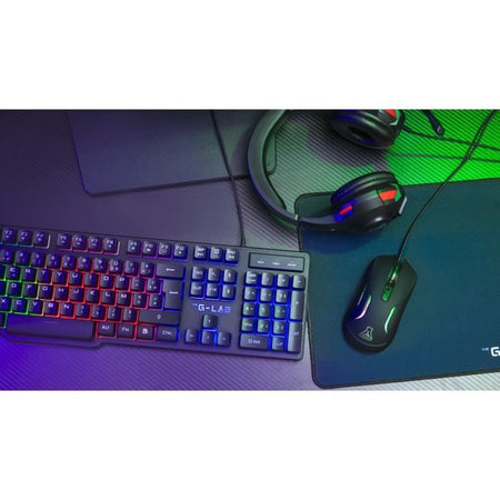 COMBO GAMING 4in1 - THE G-LAB - COMBO-SULFUR/FR - Tastiera e mouse da gioco retroilluminati + Cuffie da gioco + Tappetino per mouse