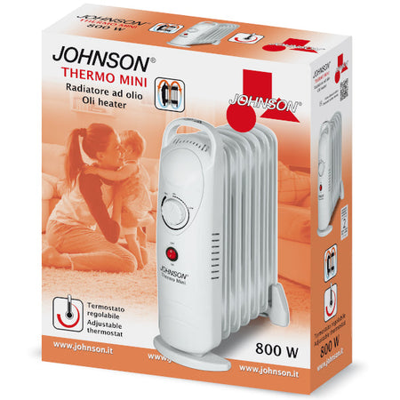 Radiatore a Olio Diatermico Compatto Potenza 800W 7 Elementi Riscaldanti Termostato Regolabile Maniglia Integrata