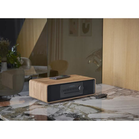 Microsistema Bluetooth - THOMSON - Legno/Nero - Radio FM/DAB+/CD/MP3/USB/Induzione, 75W, display LCD, Telecomando, Alimentatore. 230 V