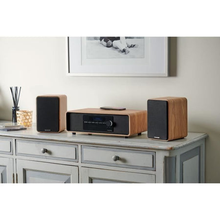 Microsistema Bluetooth - THOMSON - Legno/Nero - Radio FM/DAB+/CD/MP3/USB/Induzione, 75W, display LCD, Telecomando, Alimentatore. 230 V
