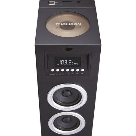 THOMSON DS120CD - Altoparlante multimediale a torre - Lettore CD - 60W - Bluetooth, USB, radio FM - Display a LED - Nero