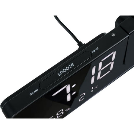Radiosveglia proiettore - THOMSON - Nero - Radio FM, Temperatura, Umidità, Doppio allarme, USB-C, Alimentazione 230 V