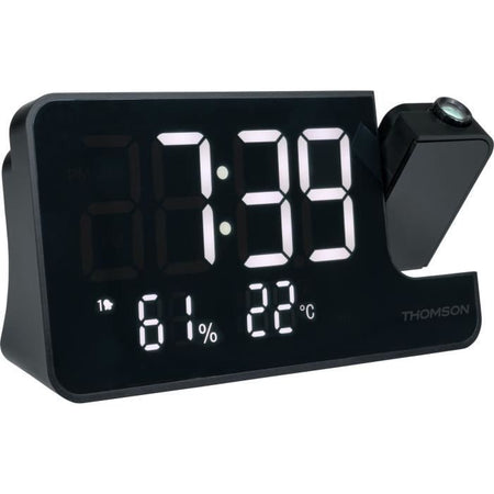 Radiosveglia proiettore - THOMSON - Nero - Radio FM, Temperatura, Umidità, Doppio allarme, USB-C, Alimentazione 230 V