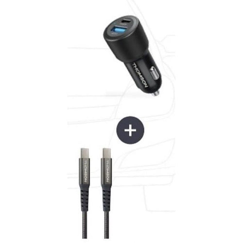 Pacchetto caricabatterie + cavo - THOMSON - Caricabatterie per auto 60 W - Cavo C-C 65 W - 1,5 m