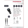Pacchetto caricabatterie + cavo - THOMSON - Caricabatterie per auto 60 W - Cavo C-C 65 W - 1,5 m