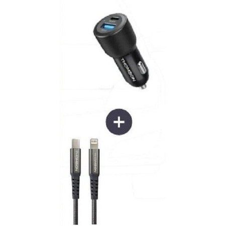 Kit caricabatterie + cavo - THOMSON - Caricabatterie per auto 60 W - Cavo C a L 5 A - Lunghezza 1,5 m