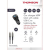 Kit caricabatterie + cavo - THOMSON - Caricabatterie per auto 60 W - Cavo C a L 5 A - Lunghezza 1,5 m