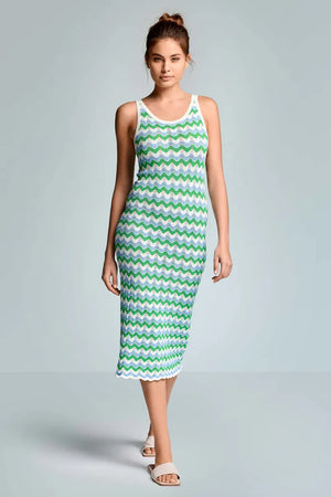 Abito lungo in crochet a righe | ICONIQUE