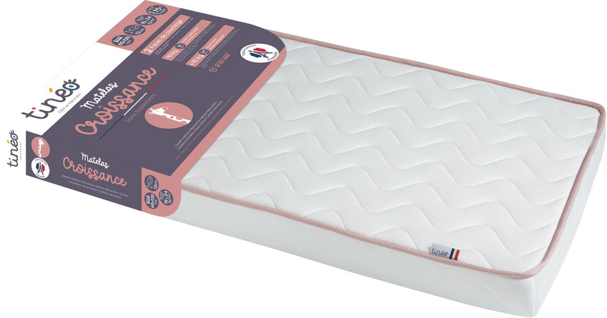 Materasso TINEO CROISSANCE - Scalabile - 2 lati di supporto: Rigido e Morbido - 60x120x12 cm