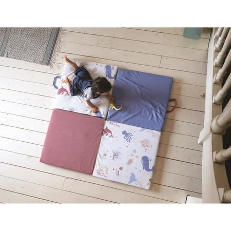 TINEO Tappeto intelligente Tesori dell'oceano 3 in 1 - Evolutivo - Rivestimento sfoderabile - 120x120 cm -