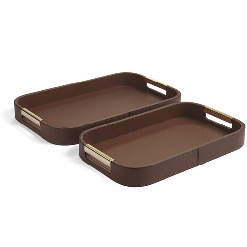 Set Vassoi Evviva 6062 – Set di 2 Vassoi Marroni Effetto Pelle