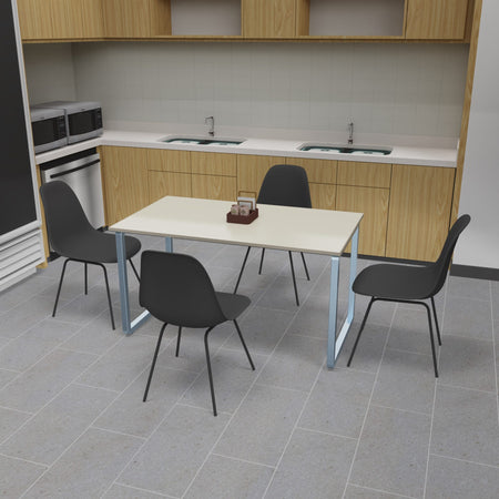 Tavolo mensa aziendale con struttura in metallo zincato e piano in legno da 4 persone cm. 140x80x72,5h