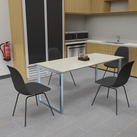 Tavolo mensa per azienda con piano in melaminico da 6 o 8 persone e gambe ad anello zincate cm. 180x80x72,5h