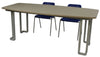 Tavolo per mensa con struttura metallica tubolare con gamba sagomata e verniciata e piano in legno sagomato ellittico per 8 persone cm. 200x100x72h