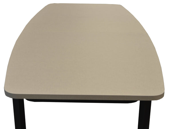 Tavolo per mensa con struttura metallica tubolare con gamba sagomata e verniciata e piano in legno sagomato ellittico per 8 persone cm. 200x100x72h