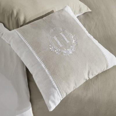 Cuscino - TODAY - CHARME - Slub x Chambray x Ricamo Berenice - 40 x 40 cm