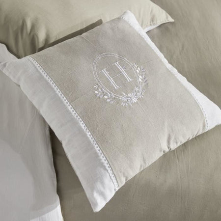 Cuscino - TODAY - CHARME - Slub x Chambray x Ricamo Berenice - 40 x 40 cm