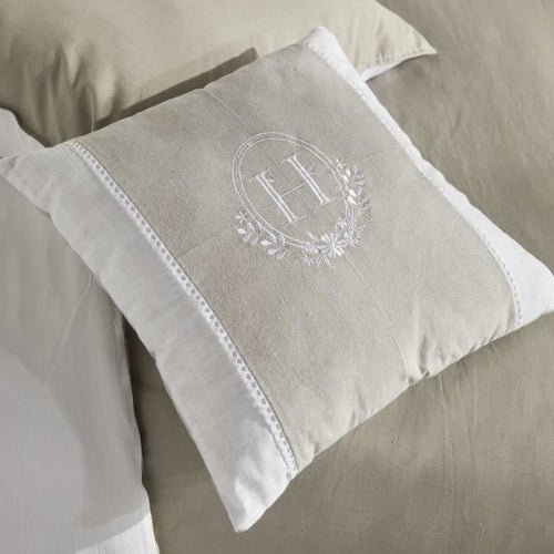 Cuscino - TODAY - CHARME - Slub x Chambray x Ricamo Berenice - 40 x 40 cm