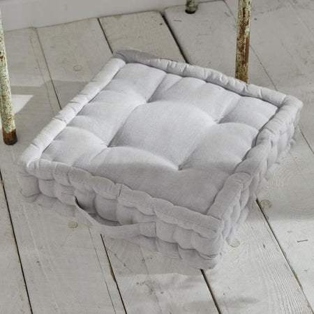 Cuscino da pavimento - TODAY - CHARME - Slub x Chambray x Ricamo Constance - 40 x 40 x 10 cm