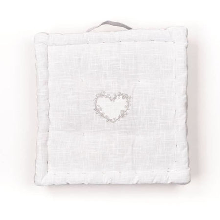 Cuscino da pavimento - TODAY - CHARME - Slub x Chambray x Ricamo Constance - 40 x 40 x 10 cm