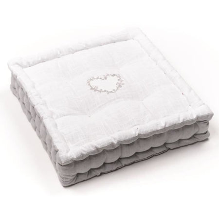 Cuscino da pavimento - TODAY - CHARME - Slub x Chambray x Ricamo Constance - 40 x 40 x 10 cm