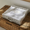 Cuscino da pavimento - TODAY - CHARME - Slub x Chambray x Ricamo Berenice - 40 x 40 x 10 cm