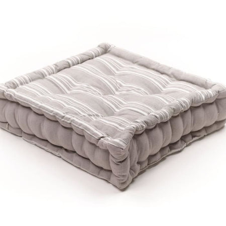 Cuscino da pavimento - TODAY - CHARME - Slub x Chambray x Ricamo Berenice - 40 x 40 x 10 cm
