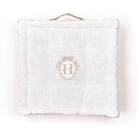 Cuscino da pavimento - TODAY - CHARME - Slub x Chambray x Ricamo Berenice - 40 x 40 x 10 cm