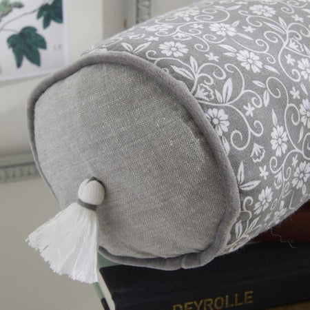 Cuscino Polochon - TODAY - CHARME - Stampa Capucine Grigio Scuro - 45 x 15 cm