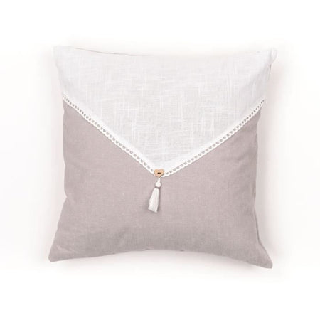 Cuscino - TODAY - CHARME - Slub x Chambray x Pompon Berenice - 40 x 40 cm
