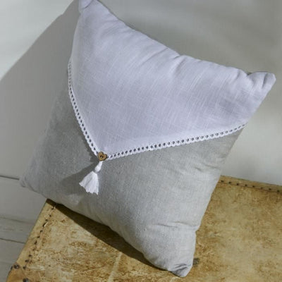 Cuscino - TODAY - CHARME - Slub x Chambray x Pompon Capucune - 40 x 40 cm