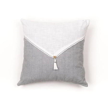 Cuscino - TODAY - CHARME - Slub x Chambray x Pompon Capucune - 40 x 40 cm