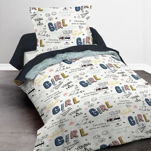 TODAY Kids First 1.11 Completo letto per bambini - 1 persona - Copripiumino 140 x 200 e 1 federa 63 x 63 - Stampa bianca