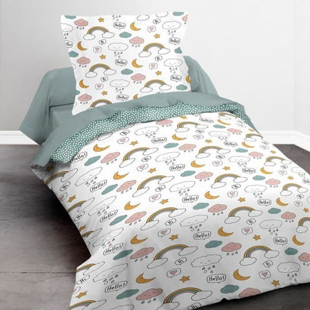 TODAY Kids First 1.15 Completo letto per bambini - 1 persona - Copripiumino 140 x 200 e 1 federa 63 x 63 cm - Stampa bianca
