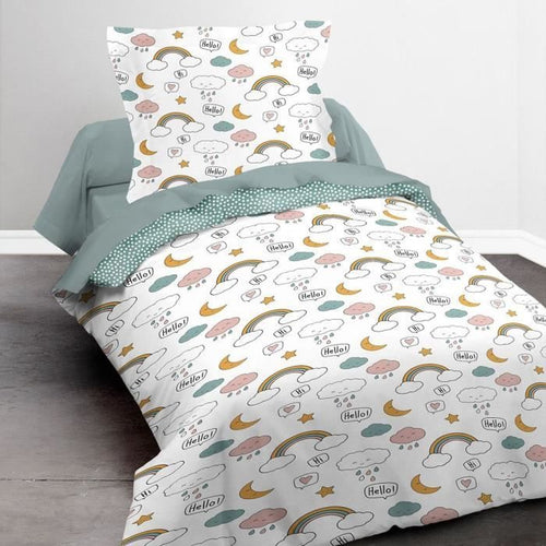 TODAY Kids First 1.15 Completo letto per bambini - 1 persona - Copripiumino 140 x 200 e 1 federa 63 x 63 cm - Stampa bianca