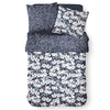 Set biancheria da letto Mawira - 2 persone - 260 x 240 cm - 100% cotone - Blu navy Motivo floreale - OGGI