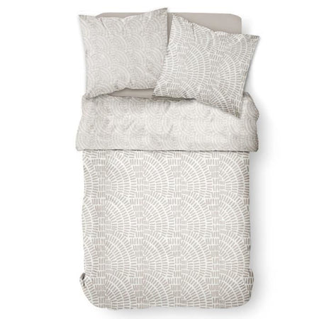 Set biancheria da letto Mawira - 2 persone - 260 x 240 cm - 100% cotone - Fantasia Etnica Beige - OGGI