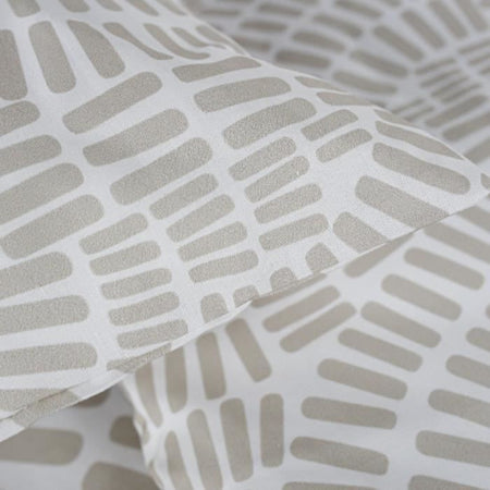 Set biancheria da letto Mawira - 2 persone - 260 x 240 cm - 100% cotone - Fantasia Etnica Beige - OGGI
