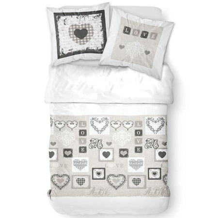 TODAY Completo letto 2 persone in cotone - 240x260 cm - Stampa Eden White