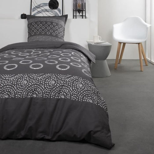 TODAY Completo letto in cotone per 1 persona - 140x200 cm - Stampa Gael Grey