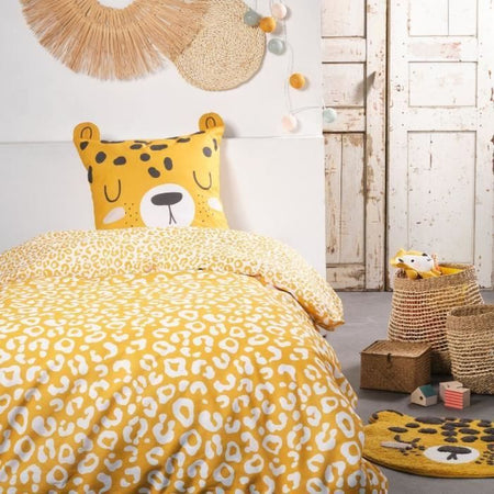 TODAY Divertente set biancheria da letto per bambini - 140x200 cm - 100% cotone - stampa leopardata