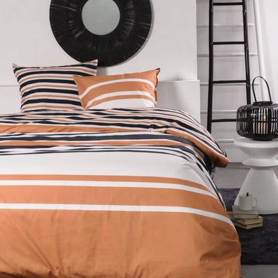 Completo letto matrimoniale -TODAY - 240x200 cm - 100% Cotone - Arancione, Nero e Bianco