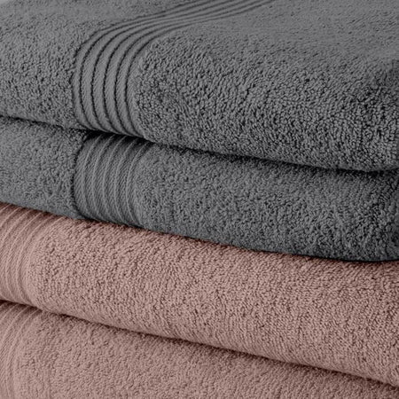 Set 10 asciugamani TODAY 50x90 cm 100% Cotone - 5 rose sabbia + 5 acciaio