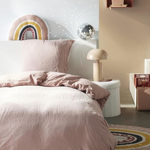 Completo letto - TODAY - 123332 - 1 persona - 140x200 cm - Garza di cotone tinta unita - Rosa sabbia