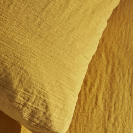 Completo letto - TODAY - 123333 - 1 persona - 140x200 cm - Garza di cotone tinta unita - Ocra