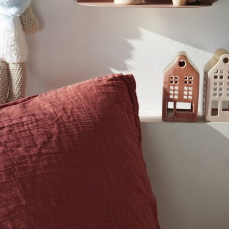 Completo letto - TODAY - 123671 - 2 persone - 260x240 cm - Garza di cotone tinta unita - Terracotta