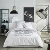 Completo letto - TODAY - JAVA - 2 persone - 240x220 cm - Cotone - Stampa New York - Bianco