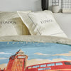 Completo letto - TODAY - JAVA - 2 persone - 240x220 cm - Cotone - Stampa Londra - Bianco sporco